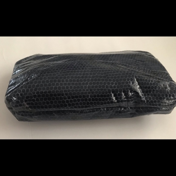 New Jim Thompson Small Clutch Dark Blue Snakeskin - Picture 8 of 16